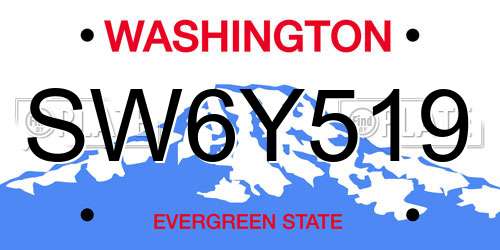 SW6Y519 Washington License Plate