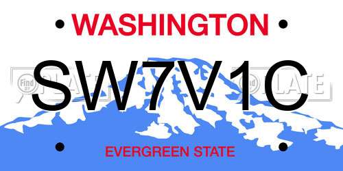 SW7V1C Washington License Plate