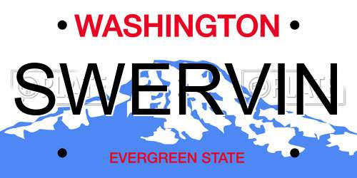 SWERVIN Washington License Plate
