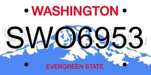 SWO6953 Washington License Plate