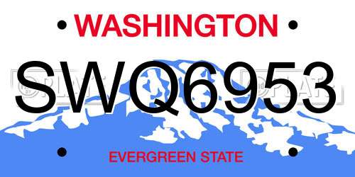SWQ6953 Washington License Plate