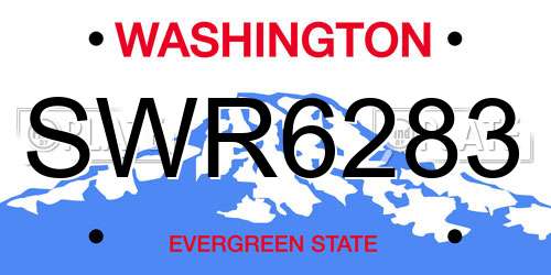 SWR6283 Washington License Plate