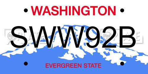 SWW92B Washington License Plate