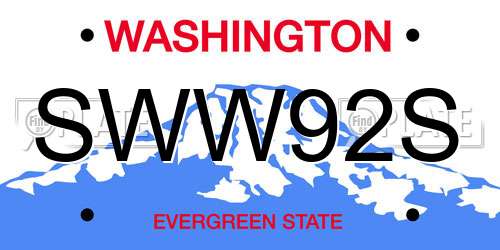 SWW92S Washington License Plate