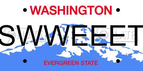 SWWEEET Washington License Plate