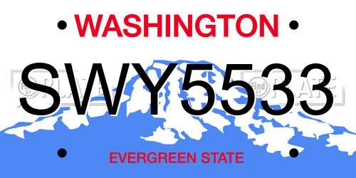 SWY5533 Washington License Plate