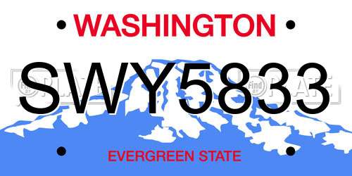 SWY5833 Washington License Plate