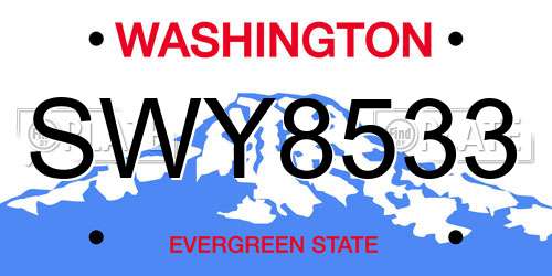SWY8533 Washington License Plate
