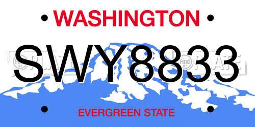 SWY8833 Washington License Plate