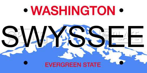 SWYSSEE Washington License Plate