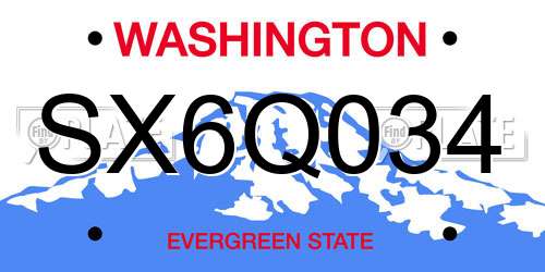 SX6Q034 Washington License Plate