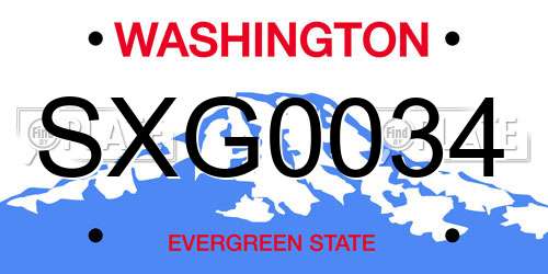 SXG0034 Washington License Plate