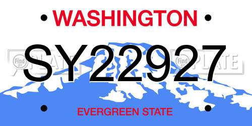 SY22927 Washington License Plate