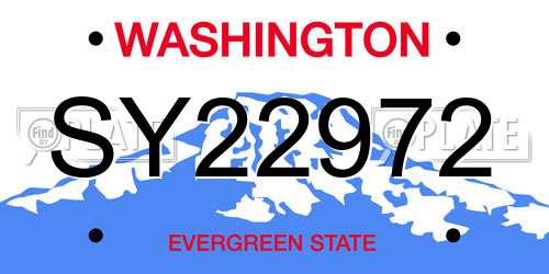 SY22972 Washington License Plate