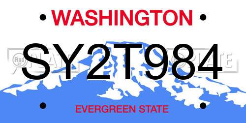 SY2T984 Washington License Plate