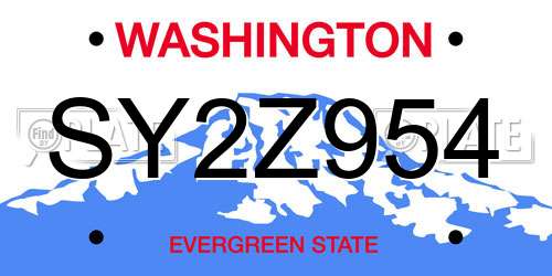 SY2Z954 Washington License Plate