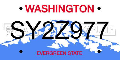 SY2Z977 Washington License Plate