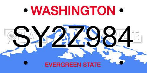 SY2Z984 Washington License Plate