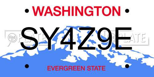 SY4Z9E Washington License Plate