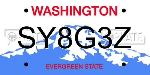 SY8G3Z Washington License Plate