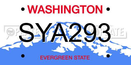 SYA293 Washington License Plate