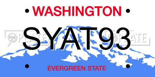 SYAT93 Washington License Plate