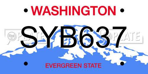 SYB637 Washington License Plate