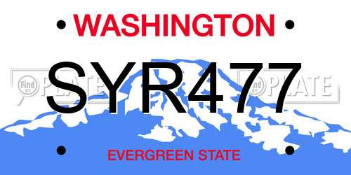 SYR477 Washington License Plate