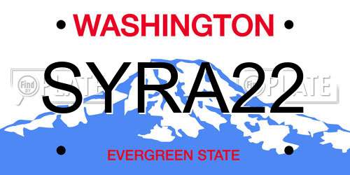 SYRA22 Washington License Plate