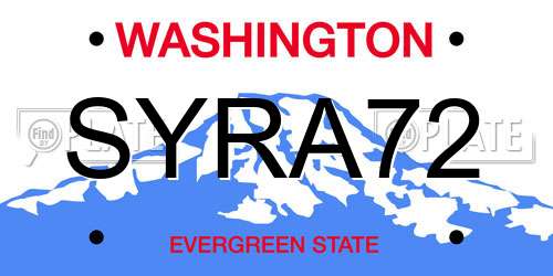 SYRA72 Washington License Plate