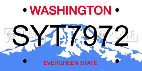 SYT7972 Washington License Plate