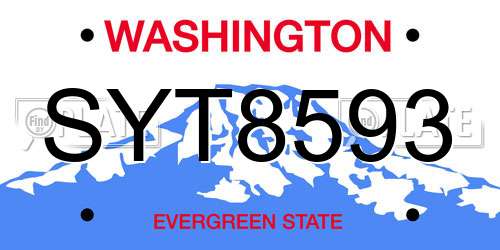 SYT8593 Washington License Plate