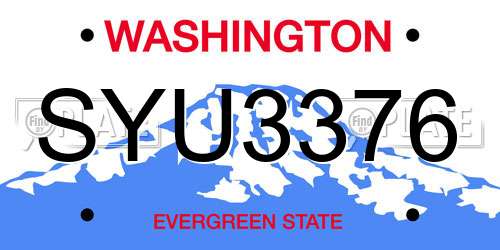 SYU3376 Washington License Plate