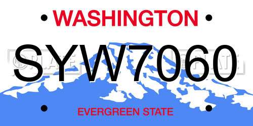 SYW7060 Washington License Plate