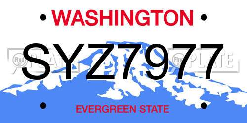 SYZ7977 Washington License Plate