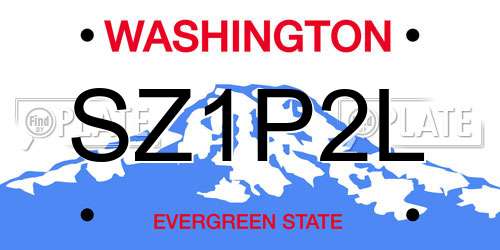 SZ1P2L Washington License Plate