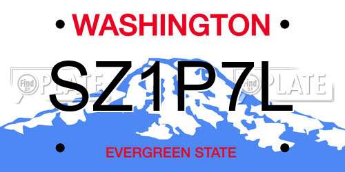 SZ1P7L Washington License Plate