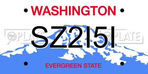 SZ2I5I Washington License Plate