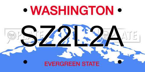 SZ2L2A Washington License Plate