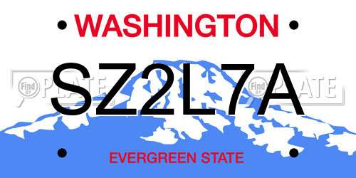 SZ2L7A Washington License Plate