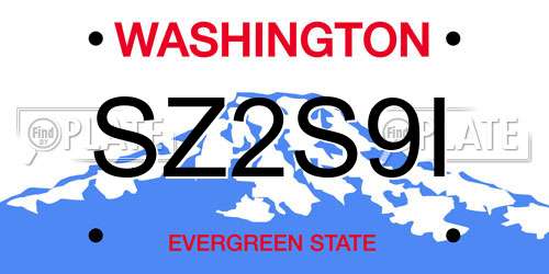 SZ2S9I Washington License Plate