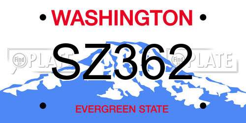 SZ362 Washington License Plate