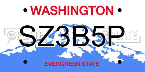 SZ3B5P Washington License Plate