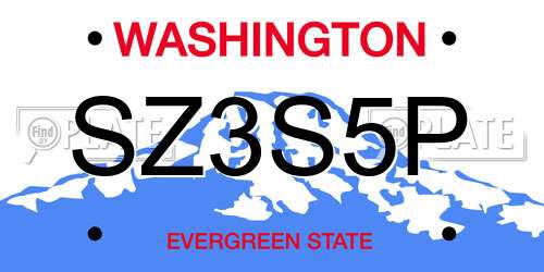 SZ3S5P Washington License Plate