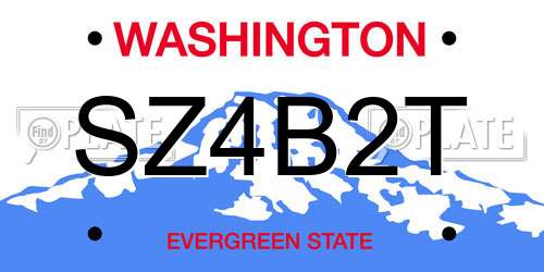 SZ4B2T Washington License Plate