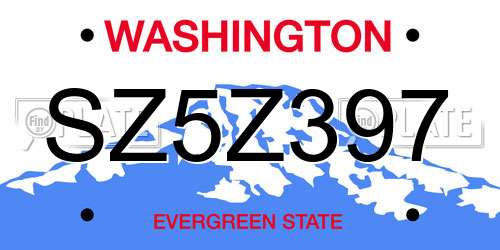 SZ5Z397 Washington License Plate