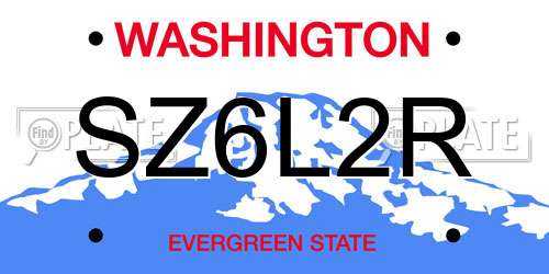 SZ6L2R Washington License Plate