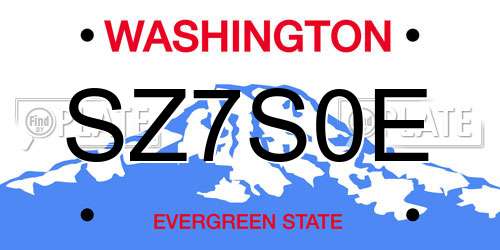 SZ7S0E Washington License Plate