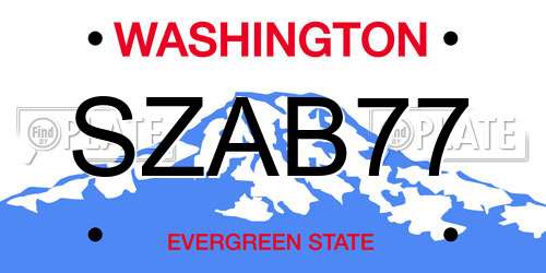 SZAB77 Washington License Plate