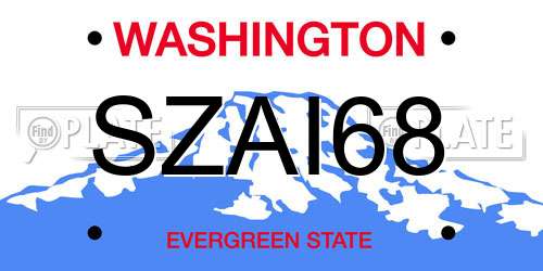 SZAI68 Washington License Plate